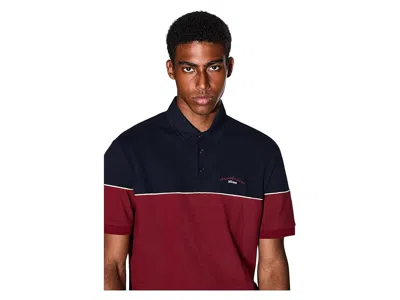 Armani Exchange Script Logo Colorblock Polo In Multi