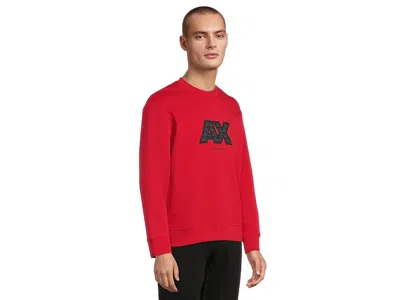Armani Exchange Puffer Logo Pullover Sweatshirt In Red