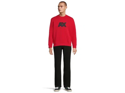 Armani Exchange Puffer Logo Pullover Sweatshirt In Red
