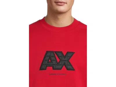 Armani Exchange Puffer Logo Pullover Sweatshirt In Red