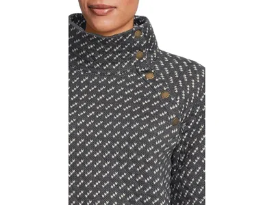 L.l.bean Quilted Sweatshirt Pullover Snap Neck Print