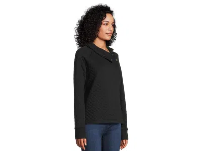 L.l.bean Quilted Sweatshirt Pullover Snap Neck In Black