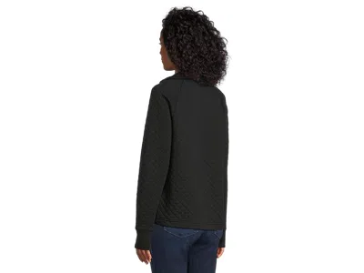L.l.bean Quilted Sweatshirt Pullover Snap Neck In Black