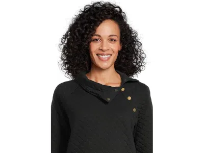 L.l.bean Quilted Sweatshirt Pullover Snap Neck In Black