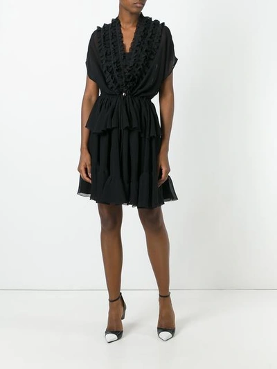 Shop Givenchy Ruffle Trim Sheer Panel Dress