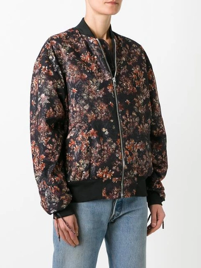 Shop Iro Floral Print Bomber Jacket - Black