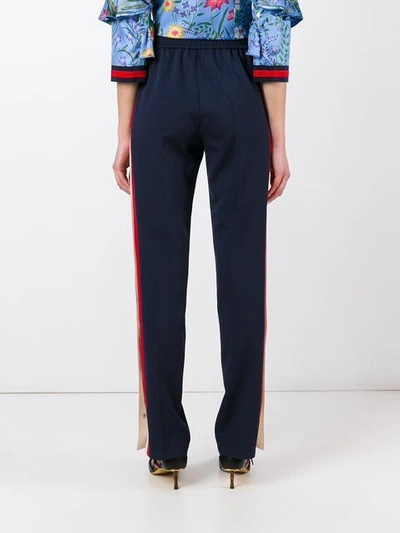 Shop Gucci Snap Button Trousers In Blue