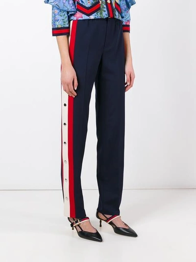 Shop Gucci Snap Button Trousers In Blue