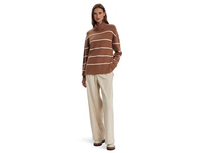 Varley Hamish Split Turtleneck Sweater In Brown