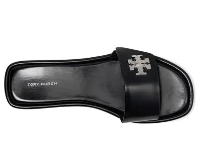 Tory Burch Logo Slippers In Black