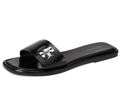 Tory Burch Logo Slippers In Black
