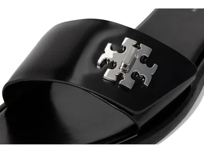 Tory Burch Logo Slippers In Black