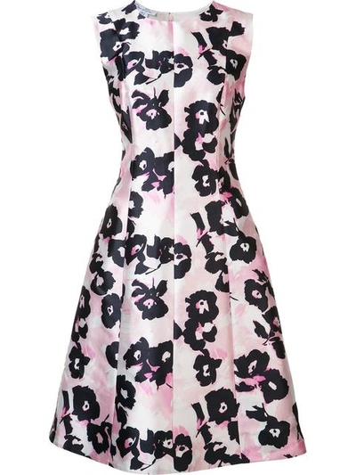 Oscar De La Renta Floral-print Silk And Cotton-blend Dress In Lt-pink