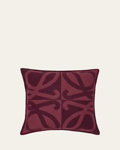 Loewe Anagram Wool And Cashmere-blend Jacquard Cushion In Burgundy
