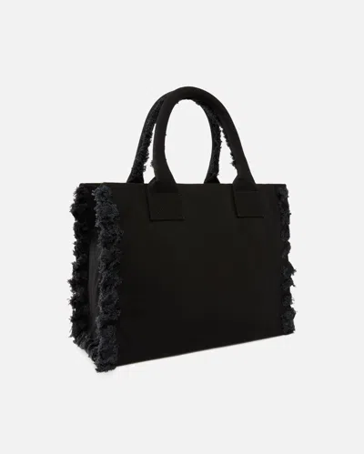 Pinko Frayed Lettering Medium Tote Bag In Black