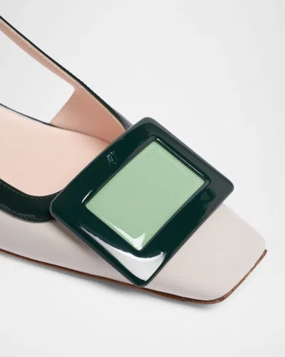 Roger Vivier 45mm Belle Vivier Patent Leather Lacquered Buckle Slingback Pumps In Multi