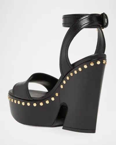 Givenchy Clog Platform Sandals In Leather With Studs Detail In Black