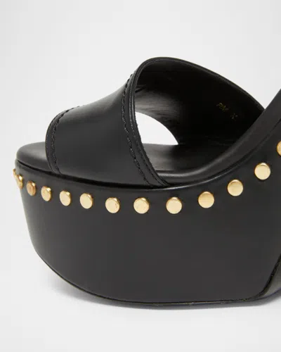 Givenchy Clog Platform Sandals In Leather With Studs Detail In Black