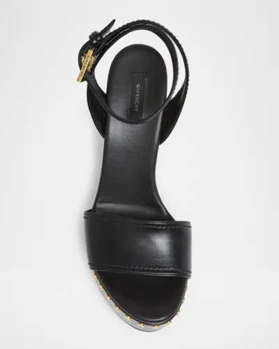 Givenchy Clog Platform Sandals In Leather With Studs Detail In Black