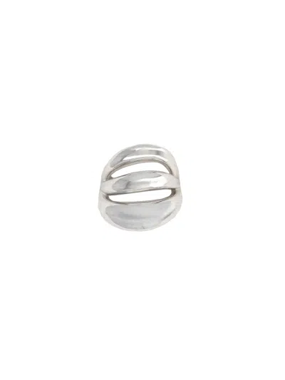 Panconesi Architectural Openwork Brass Ring In Burgundy