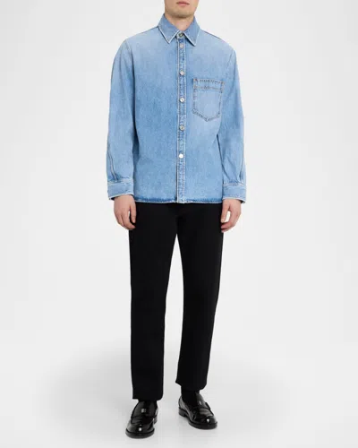 Givenchy Men's Stone-washed Denim Shirt In Blue