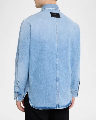 Givenchy Men's Stone-washed Denim Shirt In Blue