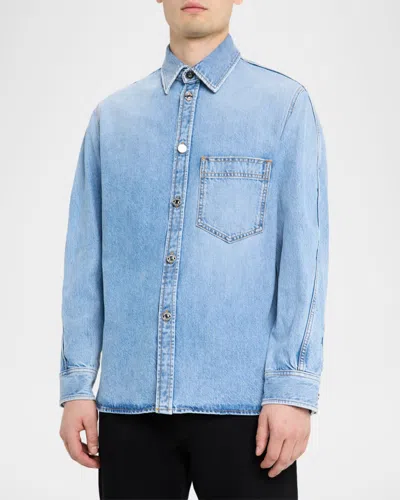Givenchy Men's Stone-washed Denim Shirt In Blue