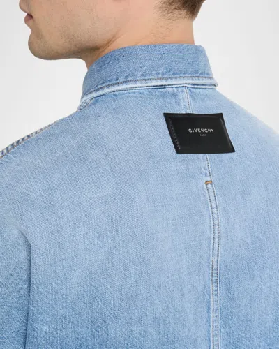 Givenchy Men's Stone-washed Denim Shirt In Blue
