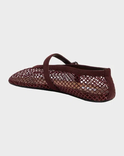 Alaïa Patent Leather-trimmed Mesh Ballet Flats In Brown