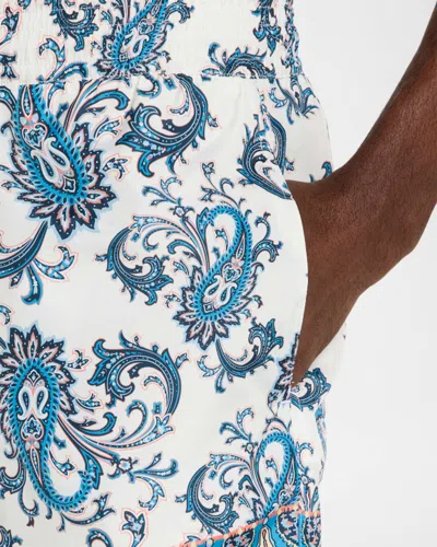 Etro Men Powder Blue Paisley Ramage-printed Swim Shorts In White