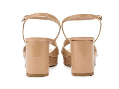 Stuart Weitzman Dayna Patent Crisscross Platform Sandals In Neutral