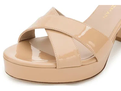 Stuart Weitzman Dayna Patent Crisscross Platform Sandals In Neutral