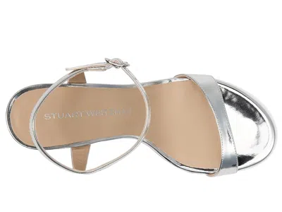 Stuart Weitzman Babette Metallic Ankle-strap Sandals In Silver