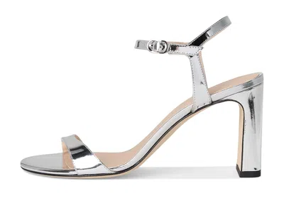 Stuart Weitzman Babette Metallic Ankle-strap Sandals In Silver