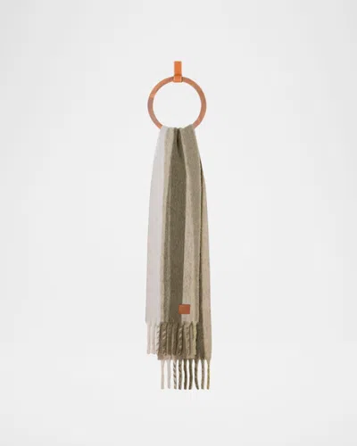 Loewe Alpaca-wool-blend Jacquard Stripe Scarf In White