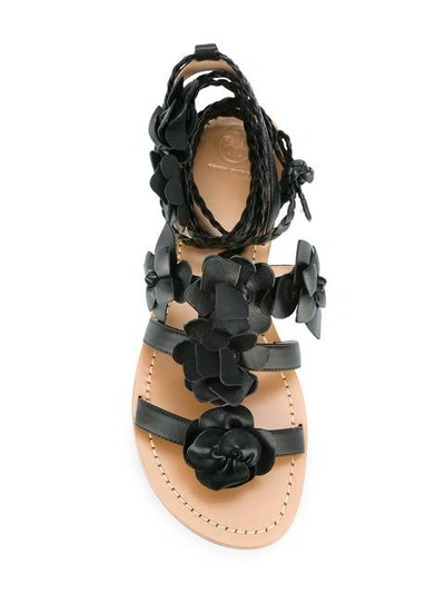 Shop Tory Burch Blossom Gladiator Sandals In Black