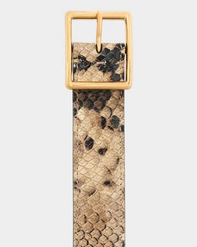 Nili Lotan Gabriele Snakeskin-embossed Leather Belt In Brown