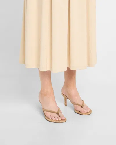 Gianvito Rossi 70mm Calypso Suede And Raffia Heeled Thong Sandals In Gold