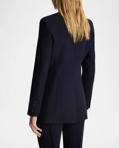 Smythe Collarless Single-button Blazer In Blue