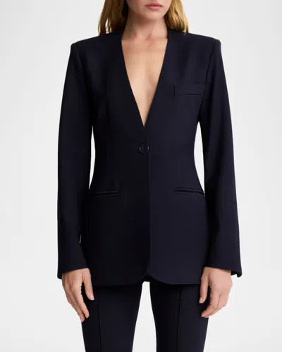 Smythe Collarless Single-button Blazer In Blue