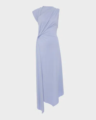 Victoria Beckham Sleeveless Twisted Asymmetric Midi Dress In Blue