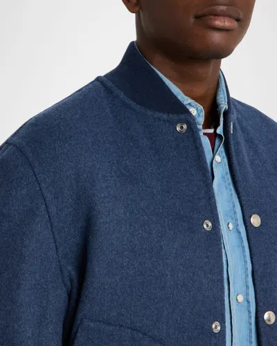 Brunello Cucinelli Check-pattern Bomber Jacket In Blue