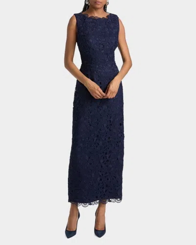 Milly Molly Lace Gown Maxi Dress In Blue