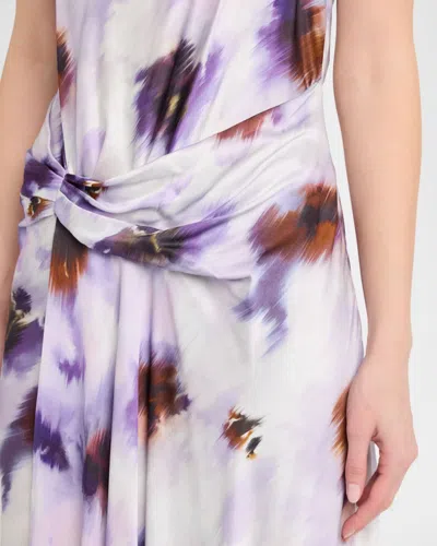 A.l.c Skylar Cowl-neck Blurred Floral Draped Gown In Purple