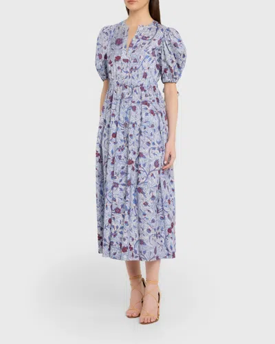 Ulla Johnson Adriana Short Sleeve Cotton Dress Gardenia In Multi