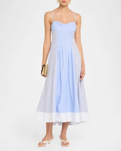 Simkhai Chamberlain Cotton Midi Dress Periwinkle Multi Stripe In Blue