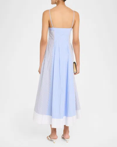 Simkhai Chamberlain Cotton Midi Dress Periwinkle Multi Stripe In Blue