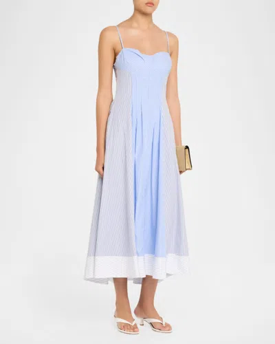 Simkhai Chamberlain Cotton Midi Dress Periwinkle Multi Stripe In Blue