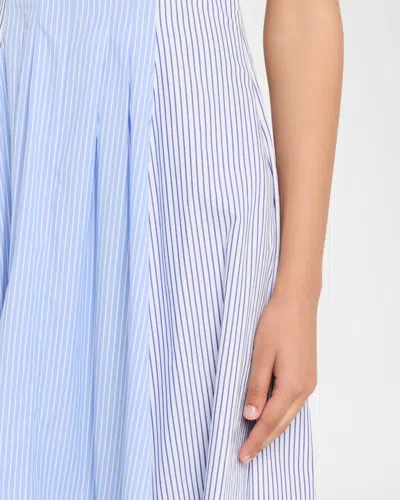 Simkhai Chamberlain Cotton Midi Dress Periwinkle Multi Stripe In Blue