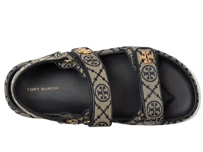 Tory Burch T Monogram Kira Jacquard Fabric Sandals In Blue